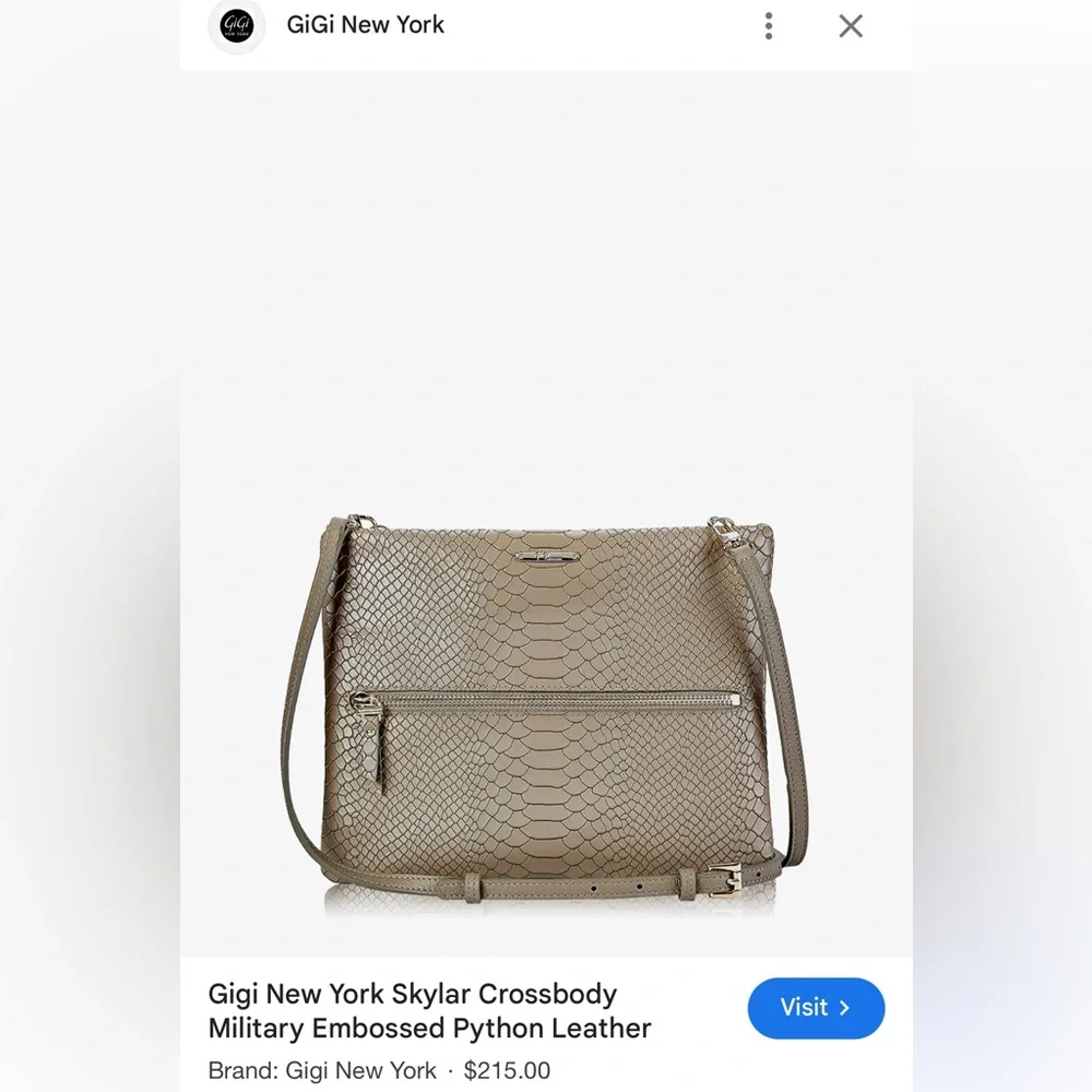 GIGI NEW YORK Skylar Military Python Embossed Cream Leather Crossbody Purse Bag - Picture 12 of 12